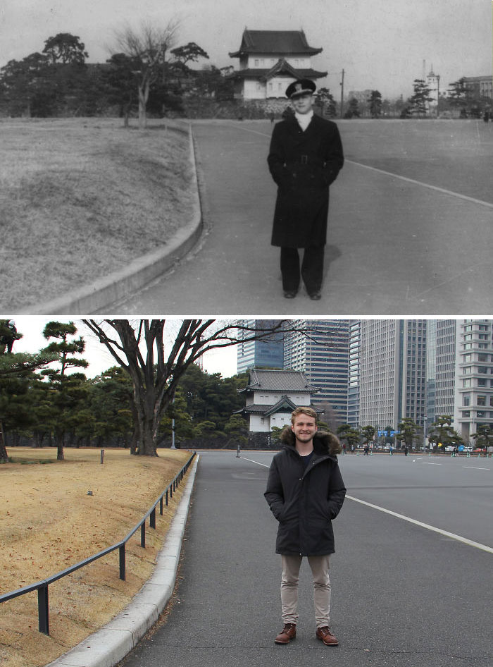 Grandfather and grandson in Tokyo