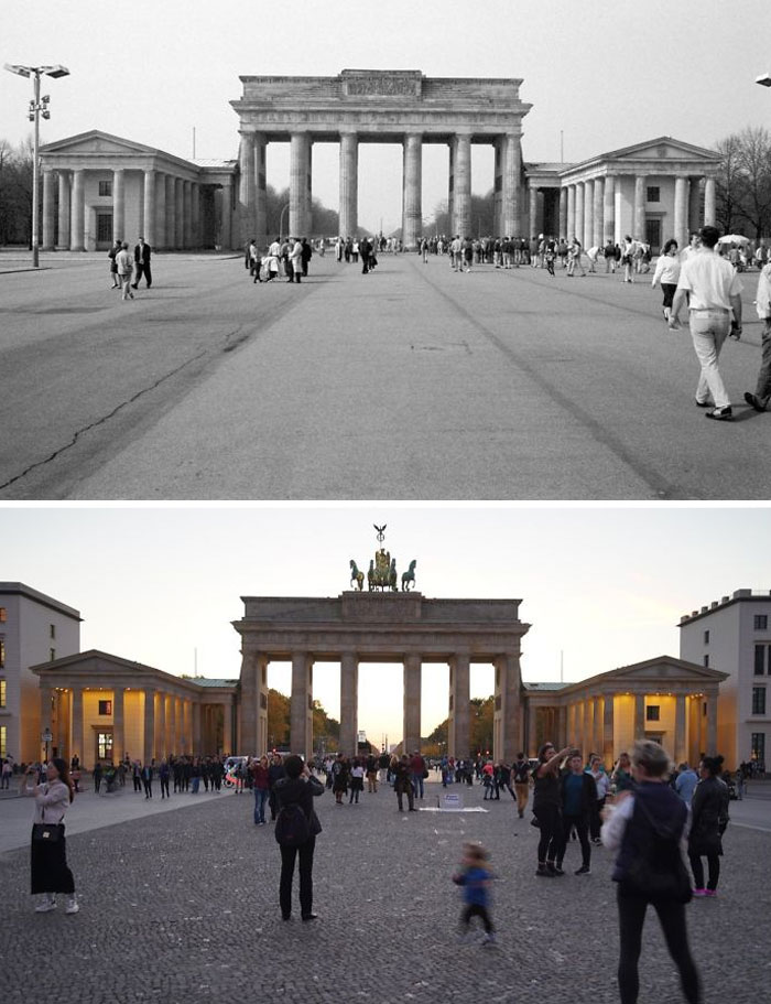 Brandenburg Gate then and now